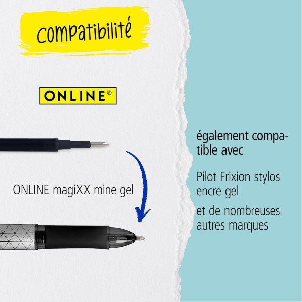 Recharges pour stylo roller - Encre gel - Rouge - Effaçable - 0,7mm - Online