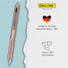 Stylo à bille - 4 en 1 - 3 couleurs + mine graphite - Embout gomme - Or rose - Online