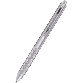 photo-Stylo à bille - 4 en 1 - 3 couleurs + mine graphite - Embout gomme - Argent - Online