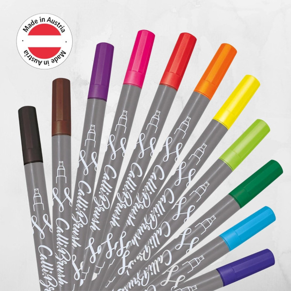 Feutres - Calligraphie - Double pointe - 2mm et pinceau - 11 couleurs - Online