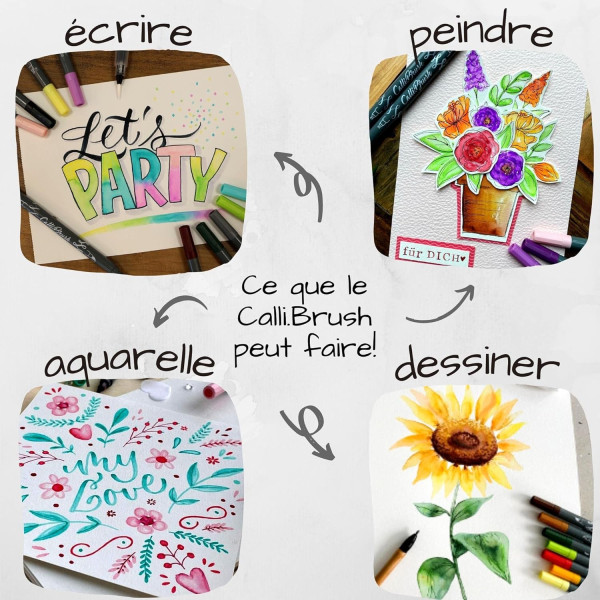 Feutres - Calligraphie - Double pointe - 2mm et pinceau - 5 couleurs néon - Online