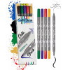 photo-Feutres - Calligraphie - Double pointe - 2mm et pinceau - 5 couleurs classiques - Online