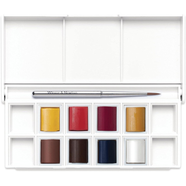 Peinture aquarelle - Boite de poche - 8 demi-godets - Winsor et Newton - Portrait