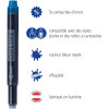 Cartouches d'encre - Bleu - Encre non effaçable - Pour stylo plume et roller - 5 grandes cartouches