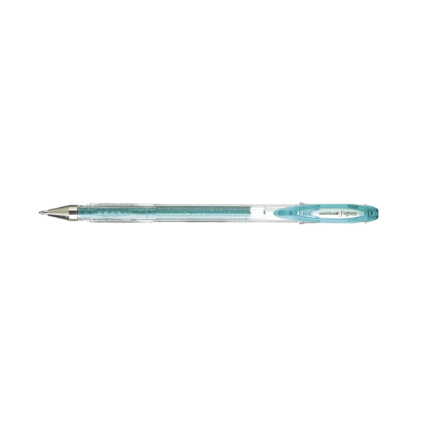 photo-Stylo encre gel vert pailleté pointe moyenne 0,7mm UniBall Signo