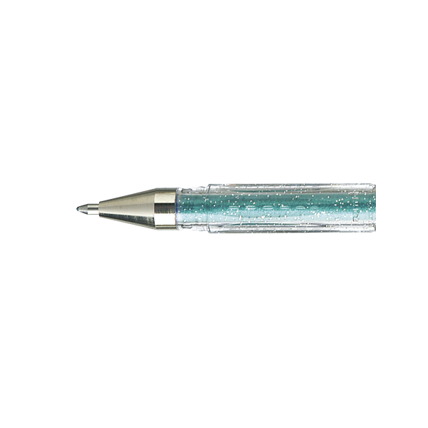 Stylo encre gel vert pailleté pointe moyenne 0,7mm UniBall Signo