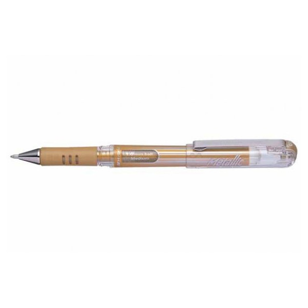 photo-Stylo roller - Encre gel - Or - Pointe 1mm - Pentel - Gel Grip DX
