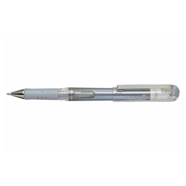 photo-Stylo roller - Encre gel - Argent - Pointe 1mm - Pentel - Gel Grip DX