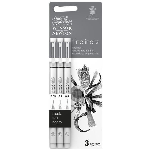 photo-Feutres - Noir - Pointe fine - 0,05/0,1/0,3 - Winsor et Newton - Dessin - Beaux-arts