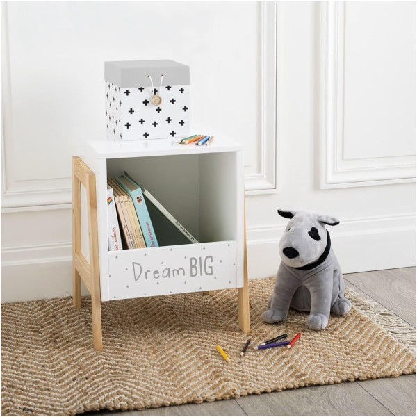 Meuble - Table de chevet - Rangement - Chambre d'enfant - Blanc - 33x40cm