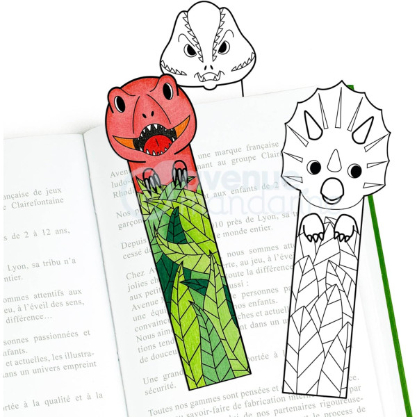 Coloriage - Enfant - Marque-pages à colorier - 24 modèles - Dinosaures - Dès 5 ans