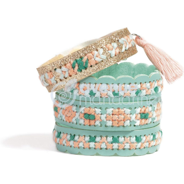 photo-Bracelets à créer - Point de croix - 2 modèles - Bleu - Kit complet - Pix'Trésor