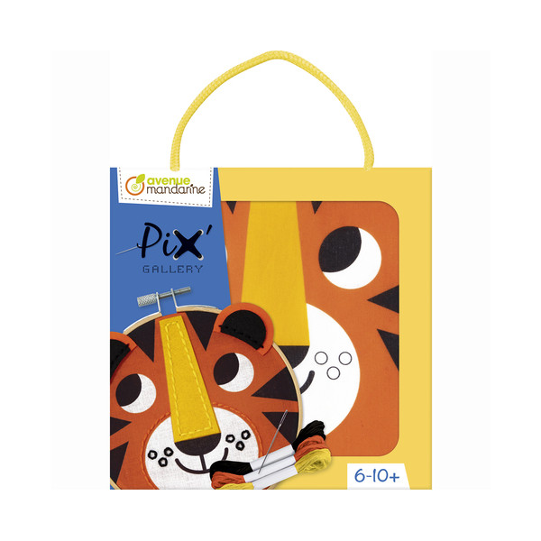 photo-Canevas - Enfant - Point de croix - Petit tigre - 18x18cm - Avec tambourin