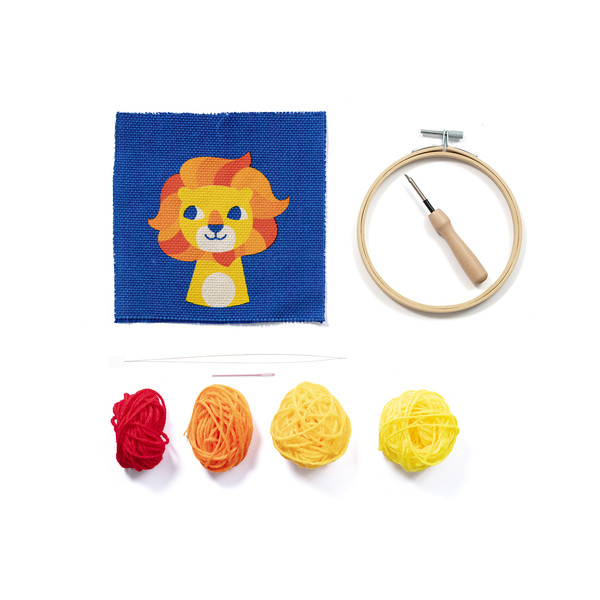 Canevas - Punch Needle - Lion - Enfant - Avec tambour et accessoires