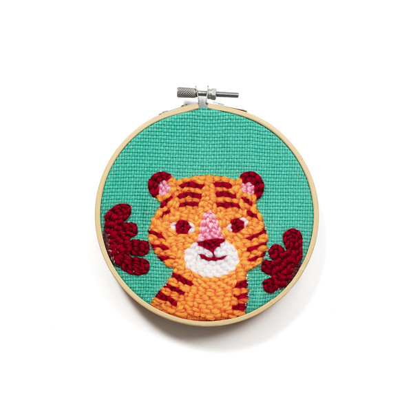 Canevas - Punch Needle - Tigre - Enfant - Avec tambour et accessoires
