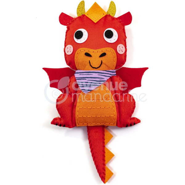 photo-Personnage en feutrine - A coudre - Aaron le dragon - Kit complet - Dès 6 ans