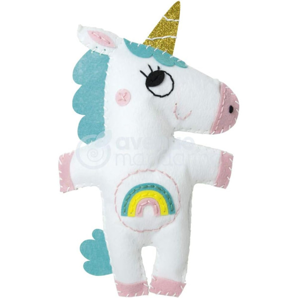 photo-Personnage en feutrine - A coudre - Alicia la licorne - Kit complet - Dès 6 ans