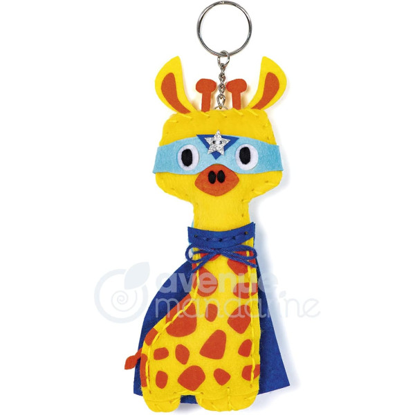 photo-Porte-clé - Figurine en feutrine - A faire soi même - Pédro la girafe - Kit - Mini Couz'in