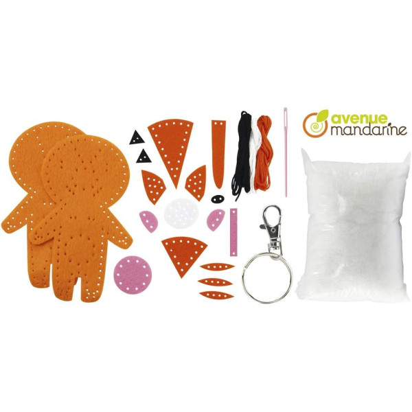Porte-clé - Figurine en feutrine - A faire soi même - Elliott le renard - Kit - Mini Couz'in