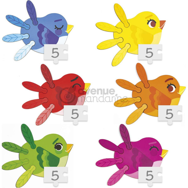 Puzzle - Educatif - 6x5 pièces - Enfant dès 3 ans - Oiseaux - Apprendre les couleurs