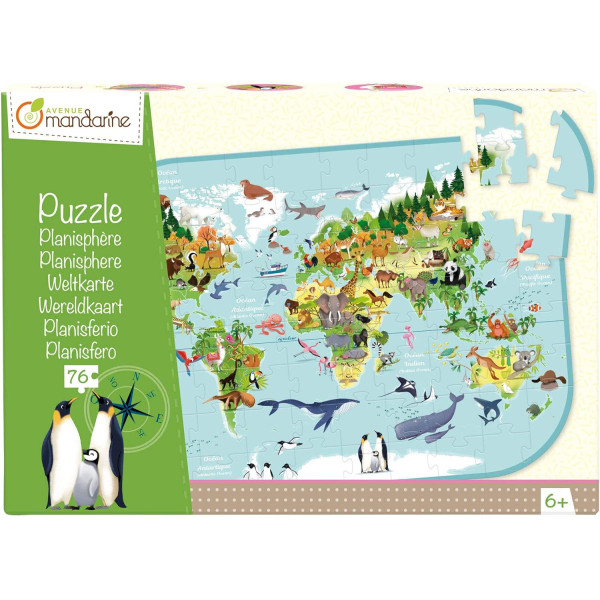 photo-Puzzle - Educatif - 76 pièces - Enfant dès 6 ans - Apprendre pays et continents
