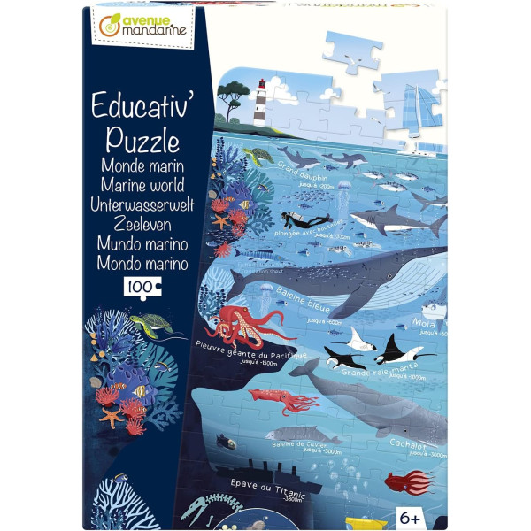 photo-Puzzle - Educatif - 100 pièces - Enfant dès 6 ans - Apprendre le monde marin