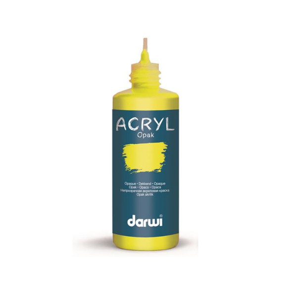 Peinture acrylique - Jaune foncé - Tous supports - Opaque - Indélébile - Darwi - 80ml
