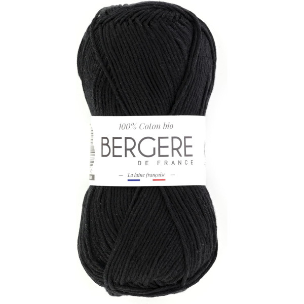 photo-Pelote de laine - Noir - 100% coton bio - 3mm - Tricot et crochet - Bergère de France