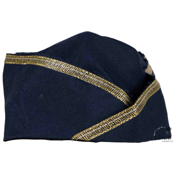 photo-Chapeau hôtesse de l'air - Déguisement - Bleu/Or - Taille unique