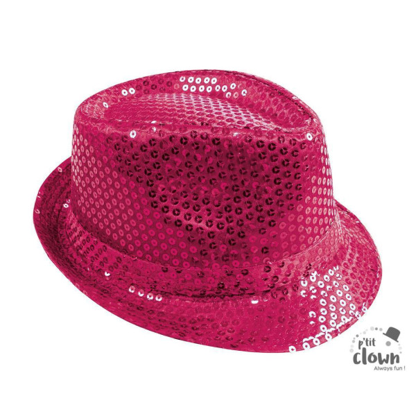 photo-Chapeau à paillettes - Rose - Borsalino - Déguisement - Disco - Année 80 - Taille unique