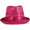 Chapeau à paillettes - Rose - Borsalino - Déguisement - Disco - Année 80 - Taille unique