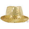 Chapeau à paillettes - Or - Borsalino - Déguisement - Disco - Année 80 - Taille unique
