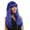 Perruque - Bleu - Avec frange - Déguisement - Cheveux longs - Soirée disco