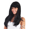 Perruque - Brune - Noir - Avec frange - Déguisement - Cheveux longs - Femme