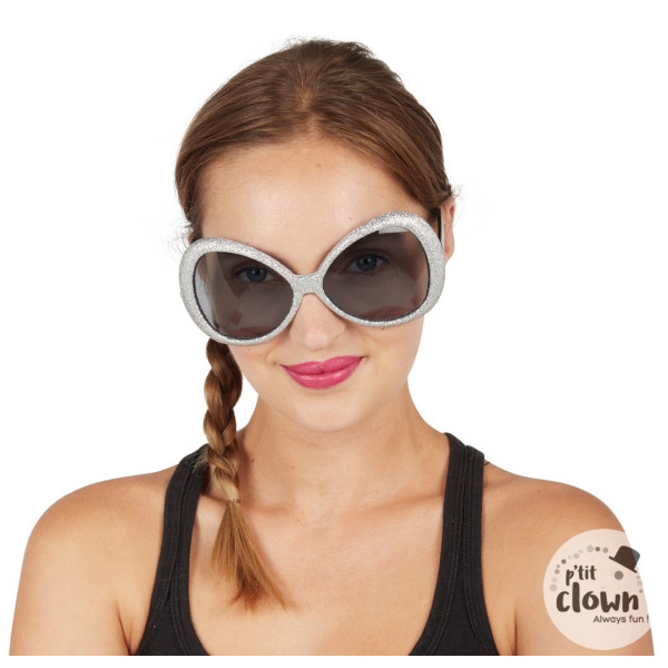 Lunettes de soleil - Paillettes - Argent - Disco - Déguisement - Soirées - Années 80