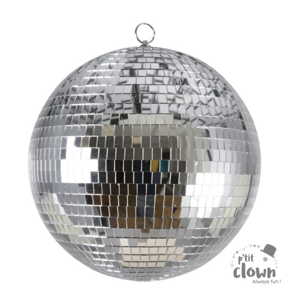 photo-Boule à facettes - Décoration - Fête - A suspendre - 30cm diamètre - Argent