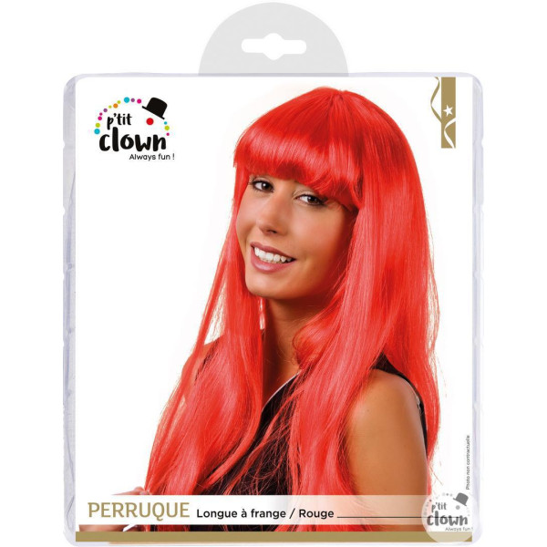 photo-Perruque - Rouge - Avec frange - Déguisement - Cheveux longs - Femme