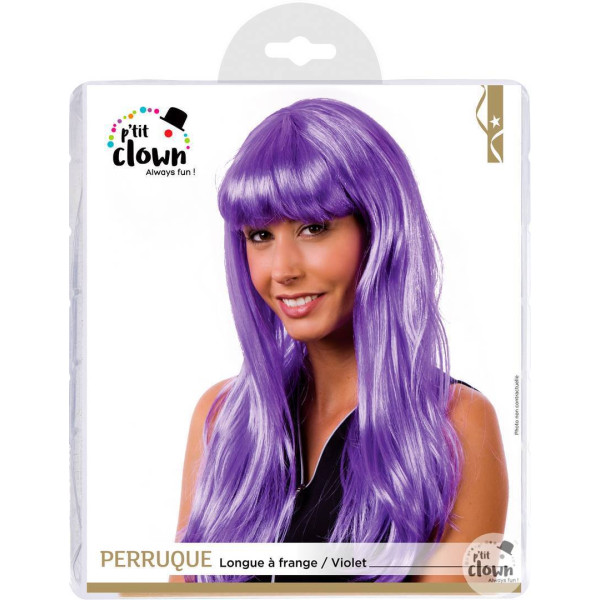 photo-Perruque - Violet - Avec frange - Déguisement - Cheveux longs - Femme
