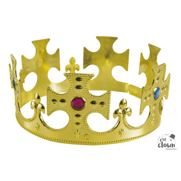 photo-Couronne de roi - Médiéval - Déguisement - Adulte - Or - Fausses pierres