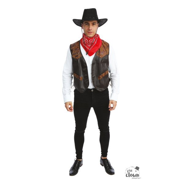 photo-Gilet de cowboy - Pirate - Sans manche - Marron - Déguisement - Taille unique