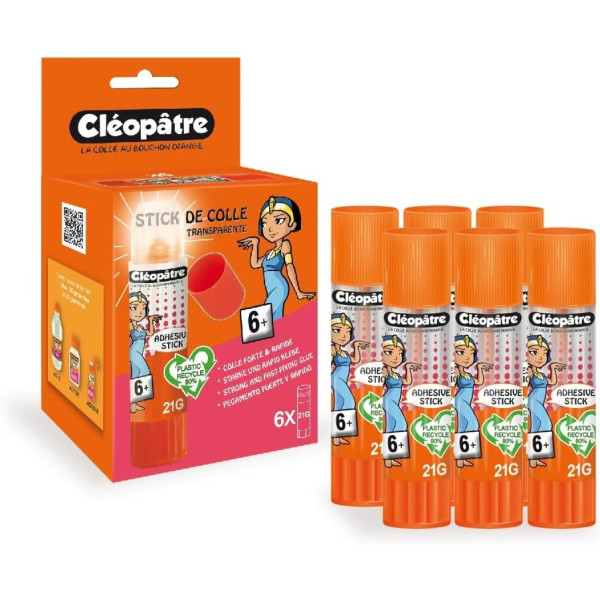 photo-6 bâtons de colle - Transparente - Cléostick Adhésive - 21g - Cléopâtre