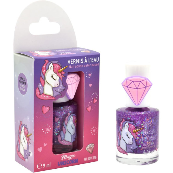 photo-Vernis à ongles - A base d'eau - Rose pailleté - Pour enfant - Licorne - Flacon 9ml