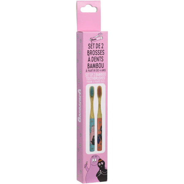 Brosses à dents - Enfant - Bambou - Barbe à Papa - A partir de 4 ans - Lot de 2
