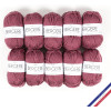 photo-10 pelotes de laine - Amarante - 50% Laine mérinos 50% acrylique - Bergère de France - Image