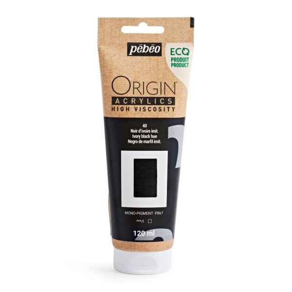 photo-Peinture acrylique - Noir Ivoire - 40 - Haute viscosité - Pébéo - Origin acrylics - 120ml