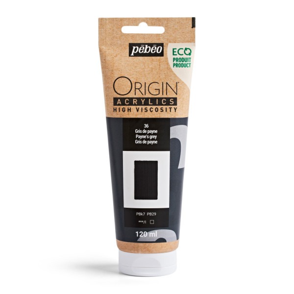 photo-Peinture acrylique - Gris de Payne - 36 - Haute viscosité - Pébéo - Origin acrylics - 120ml