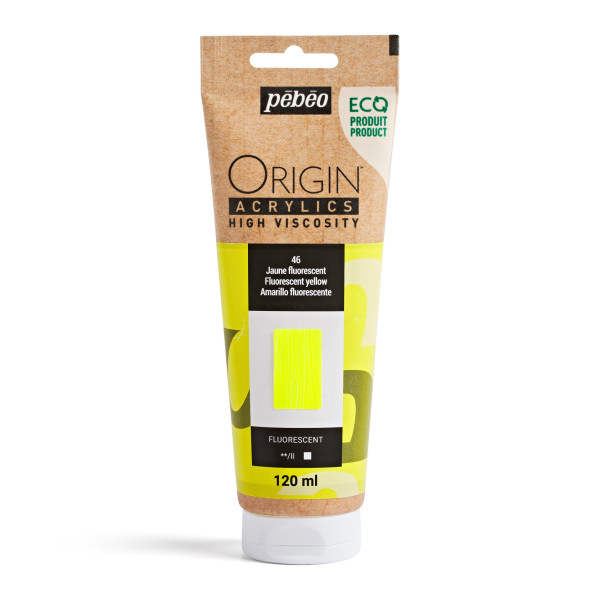 photo-Peinture acrylique - Jaune fluo - 46 - Haute viscosité - Pébéo - Origin acrylics - 120ml