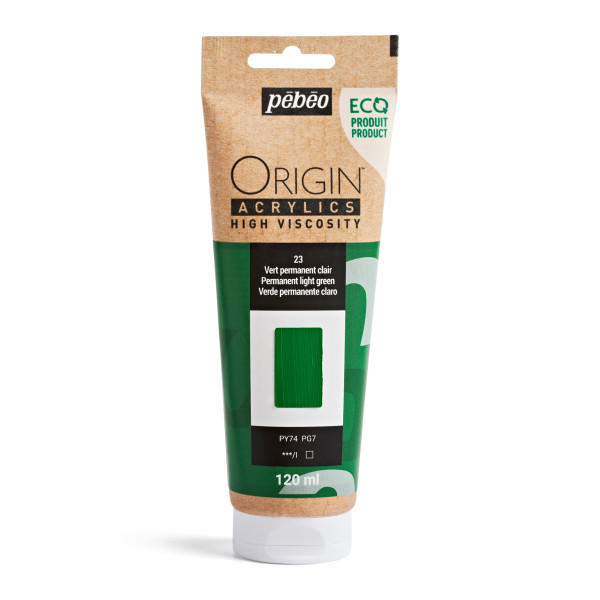 photo-Peinture acrylique - Vert permanent clair - 23 - Haute viscosité - Pébéo - Origin acrylics - 120ml