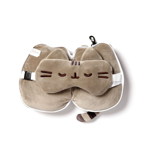 photo-Coussin de voyage - Avion, voiture, train - Coussin - Masque yeux - Chat