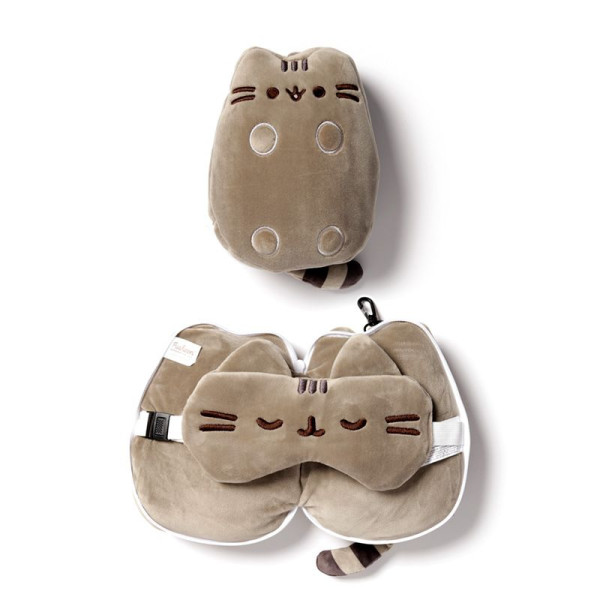 Coussin de voyage - Avion, voiture, train - Coussin - Masque yeux - Chat